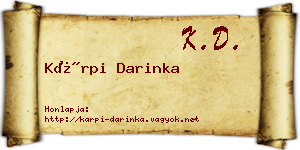 Kárpi Darinka névjegykártya